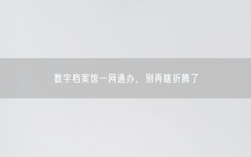 数字档案馆一网通办，别再瞎折腾了