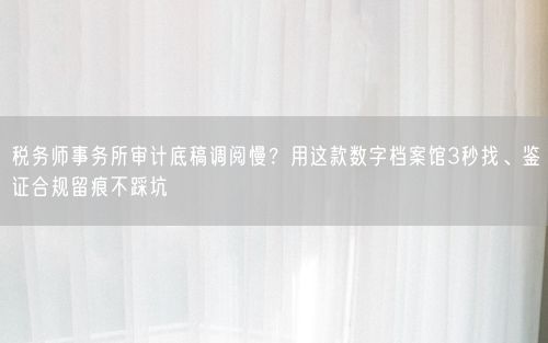 税务师事务所审计底稿调阅慢？用这款数字档案馆3秒找、鉴证合规留痕不踩坑