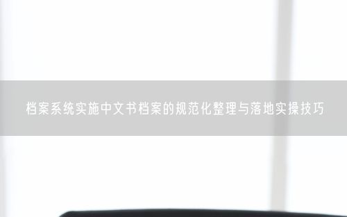 档案系统实施中文书档案的规范化整理与落地实操技巧