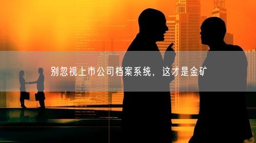 别忽视上市公司档案系统，这才是金矿