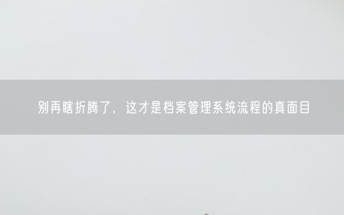 别再瞎折腾了,这才是档案管理系统流程的真面目