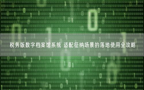 税务版数字档案馆系统 适配征纳场景的落地使用全攻略
