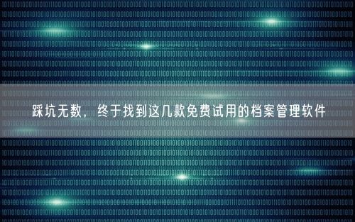 踩坑无数,终于找到这几款免费试用的档案管理软件