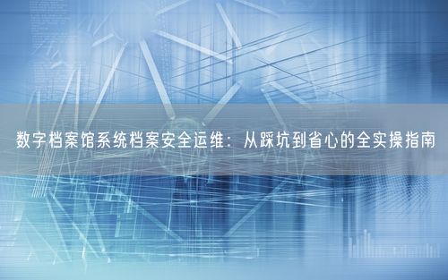 数字档案馆系统档案安全运维：从踩坑到省心的全实操指南