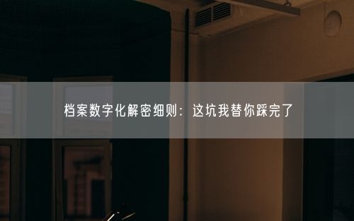 档案数字化解密细则：这坑我替你踩完了