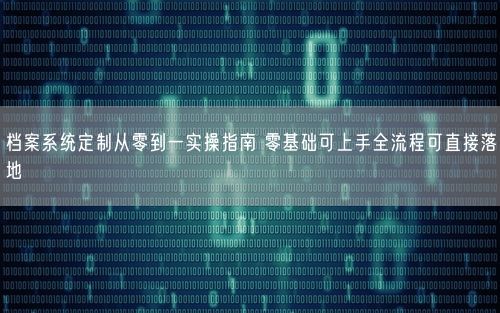 档案系统定制从零到一实操指南 零基础可上手全流程可直接落地