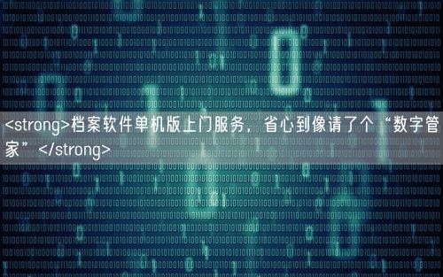 <strong>档案软件单机版上门服务，省心到像请了个“数字管家”</strong>