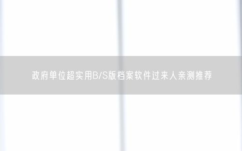 政府单位超实用B/S版档案软件过来人亲测推荐