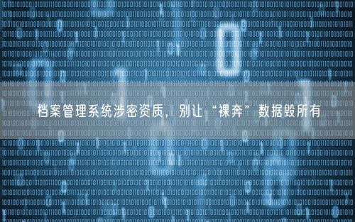 档案管理系统涉密资质，别让“裸奔”数据毁所有