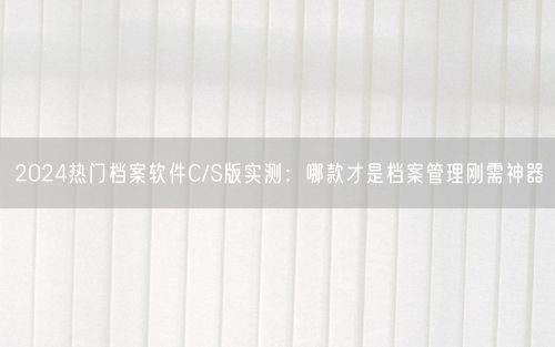 2024热门档案软件C/S版实测：哪款才是档案管理刚需神器