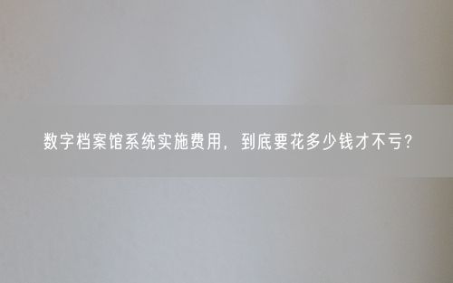 数字档案馆系统实施费用，到底要花多少钱才不亏？