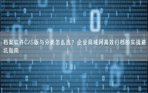 档案软件C/S版与分类怎么选？企业局域网高效归档的实战避坑指南