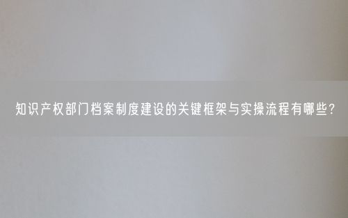 知识产权部门档案制度建设的关键框架与实操流程有哪些？