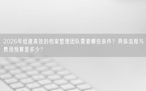 2026年组建高效的档案整理团队需要哪些条件？具体流程与费用预算是多少？