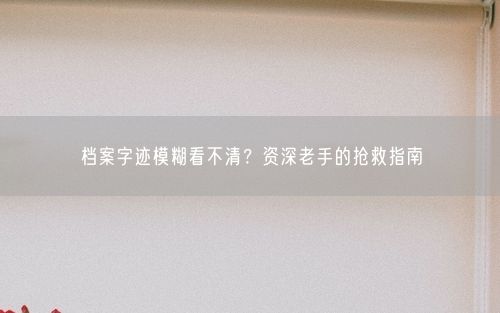 档案字迹模糊看不清？资深老手的抢救指南