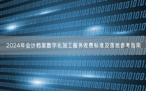 2024年会计档案数字化加工服务收费标准及落地参考指南