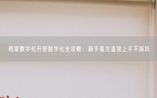 档案数字化升密数字化全攻略：新手看完直接上手不踩坑
