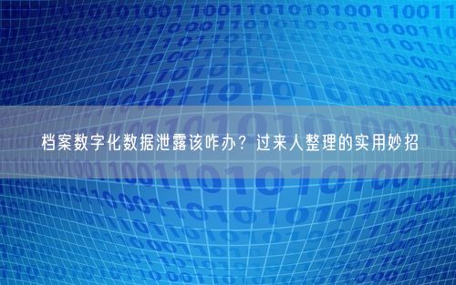 档案数字化数据泄露该咋办？过来人整理的实用妙招