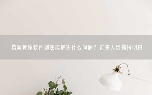档案管理软件到底能解决什么问题？过来人给你捋明白