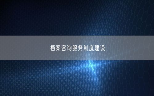 档案咨询服务制度建设