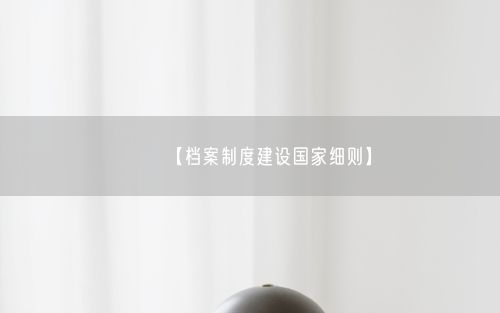 【档案制度建设国家细则】