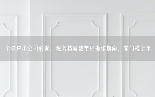 个体户小公司必看：税务档案数字化操作指南，零门槛上手