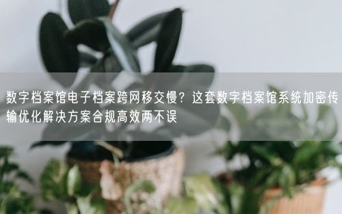 数字档案馆电子档案跨网移交慢？这套数字档案馆系统加密传输优化解决方案合规高效两不误