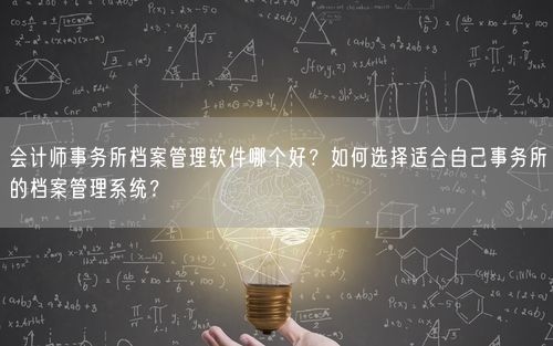 会计师事务所档案管理软件哪个好？如何选择适合自己事务所的档案管理系统？