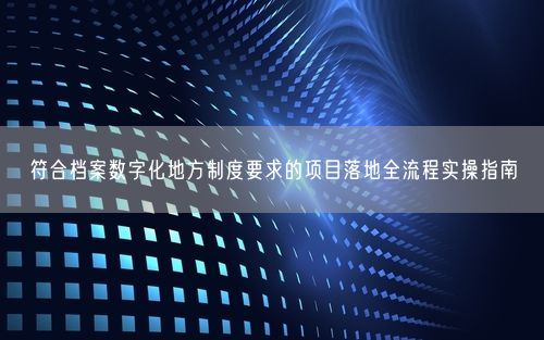 符合档案数字化地方制度要求的项目落地全流程实操指南