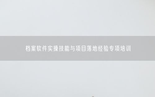 档案软件实操技能与项目落地经验专项培训