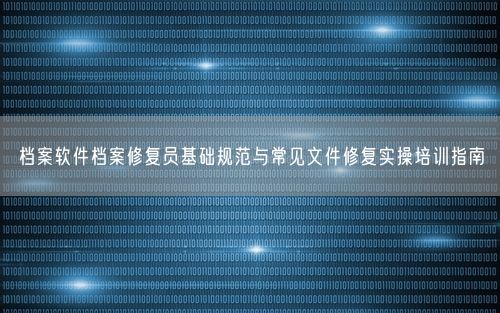 档案软件档案修复员基础规范与常见文件修复实操培训指南