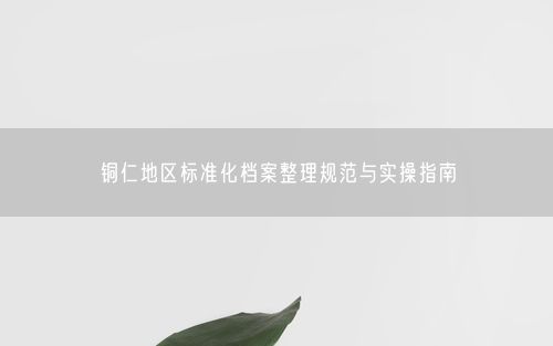 铜仁地区标准化档案整理规范与实操指南