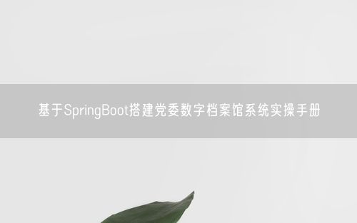 基于SpringBoot搭建党委数字档案馆系统实操手册
