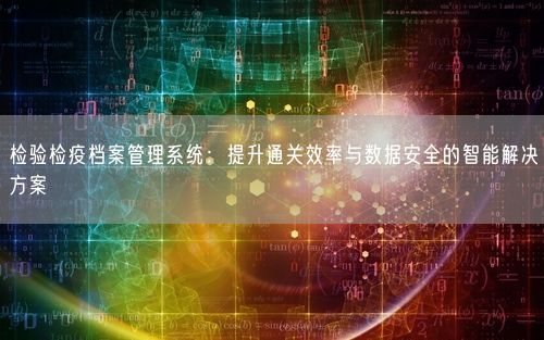 检验检疫档案管理系统：提升通关效率与数据安全的智能解决方案