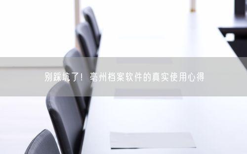 别踩坑了！亳州档案软件的真实使用心得