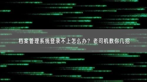 档案管理系统登录不上怎么办？老司机教你几招