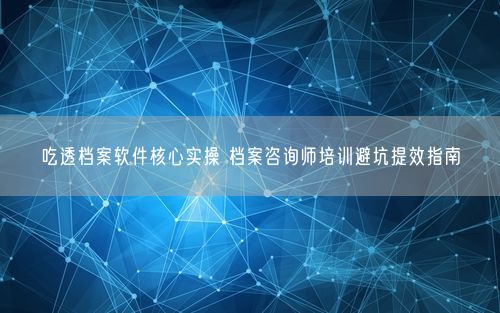 吃透档案软件核心实操 档案咨询师培训避坑提效指南
