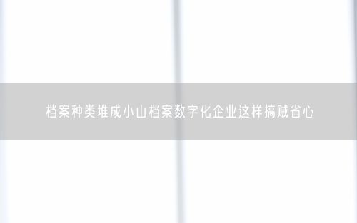 档案种类堆成小山档案数字化企业这样搞贼省心