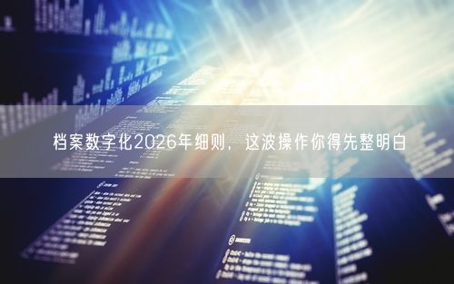 档案数字化2026年细则，这波操作你得先整明白