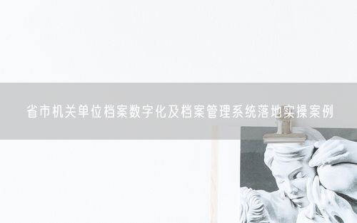 省市机关单位档案数字化及档案管理系统落地实操案例