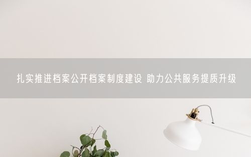 扎实推进档案公开档案制度建设 助力公共服务提质升级