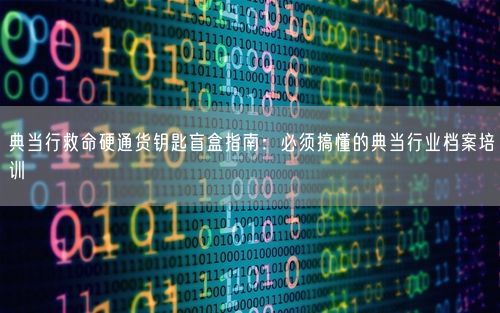 典当行救命硬通货钥匙盲盒指南：必须搞懂的典当行业档案培训