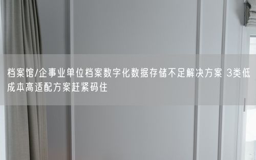 档案馆/企事业单位档案数字化数据存储不足解决方案 3类低成本高适配方案赶紧码住