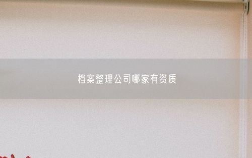 档案整理公司哪家有资质