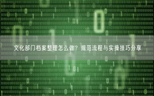 文化部门档案整理怎么做？规范流程与实操技巧分享