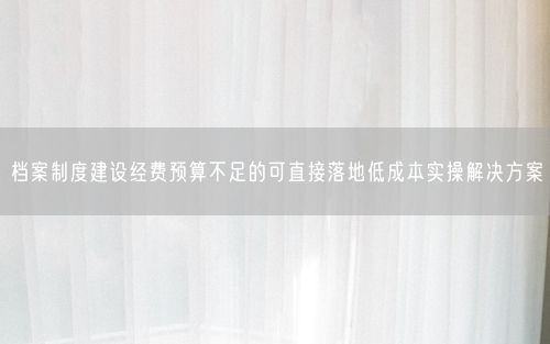 档案制度建设经费预算不足的可直接落地低成本实操解决方案