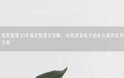 档案整理30年保存整理全攻略：从纸质到电子的永久保存实用方案